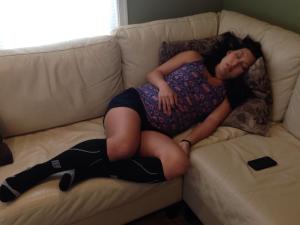 Afternoon nap with my compression socks, 5/10/14